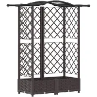 vidaXL Hochbeet mit Rankgitter und Dach Braun 124 x 40 x 123 cm PP