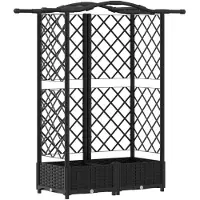 vidaXL Hochbeet mit Rankgitter und Dach Schwarz 124 x 40 x 123 cm PP