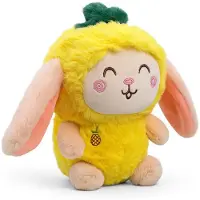 Landahl & Baumann Kuscheltier Hase 25 cm zartrosa im Ananas-Kostüm gelb – Weiches Plüschtier Stofftier