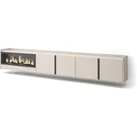 Skraut Home TV-Möbel Holzeffekt beige 315x35x50cm Kamin mit Feuereffekt XXL