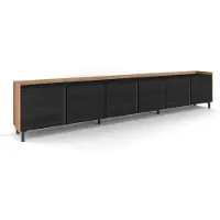 Skraut Home TV-Möbel Holzeffekt schwarz und eiche 309x35x61cm mit Beinen