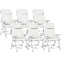 Beliani Auflagen 6er Set Grün Stoff 106x50x5 cm mit Befestigungsbändern UV-Beständig Moderne Sitzauflage für Niederlehner Gartenstuhl