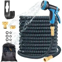 OEM Flexibles Gartenschlauchset 15m, 10fach-Sprühdüse, knickfrei, 3/4" Messinganschluss