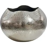 FineBuy Vase Tischvase 30cm Aluminium Alu Blumenvase Wohndeko Rund Metall Handmade Deko