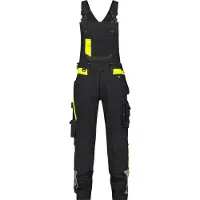 Dassy Ulsan Stretch-Latzhose, Logix, 4-Way-Stretch, Kniepolster EN 14404 schwarz/neongelb 56 STANDARD