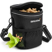 Rudelkönig Futtertasche in Schwarz Leckerlibeutel Futterbeutel für Hunde mit Kotbeutelspender Training Outdoor