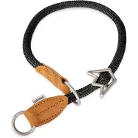 Rudelkönig Zugstopphalsband Hund Schwarz Nylon Verstellbar Größe 7