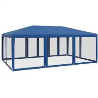 vidaXL Partyzelt mit 10 Mesh-Seitenteilen Blau 6x4 m HDPE