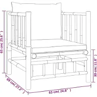vidaXL 7-tlg. Garten-Lounge-Set mit Dunkelgrauen Kissen Bambus
