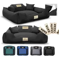 AIO Factory KINGDOG Laufstall Hundebett MM43 115x95 cm personalisiert abnehmbar Anti-Rutsch schwarz