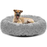 AIO Factory Minky Shaggy Tierbett hellgrau 50 cm, waschbar, wasserdicht, STANDARD 100