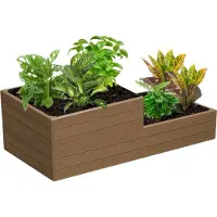 BOTLE Gartenbeet Hochbeet Blumenkasten Gartenumrandung Gartenkantenschneider Zaun Palisade Gartenkante Holzimitat 149x75,5x50 cm