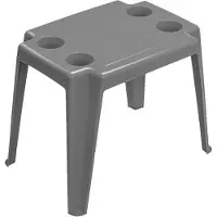BOTLE Gartentisch Strandtisch Grau Pooltisch aus Kunststoff gemütlich leicht Schirmloch Bis zu 35mm Maße 40 cm x 59 cm H 45 cm Picknicktisch Schachspiel Trinköffnungen Campingtisch Getränkehalter