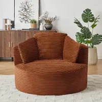 MODFU Loungesessel Relaxsessel mit Breite Sitzfläche und Rückenlehne,Relaxsofa aus runder Cord,Orange