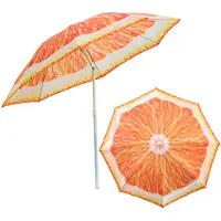 BOTLE Sonnenschirm für den Garten Material Polyester / Stahl Farbe Orange Orangefarbenes Thema D 180 cm H 190 cm Modern Funktionell