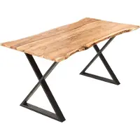 Sam Esstisch Baumkante Akazie naturfarben 180 x 90 cm geschlossenes X-Gestell schwarz KASIMIR