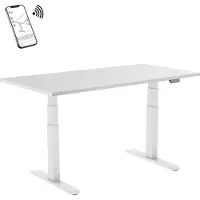 KIMEX - Motorisierter Sitz-Steh-Schreibtisch 150x75cm Weiße Tischplatte/Weiße Beine