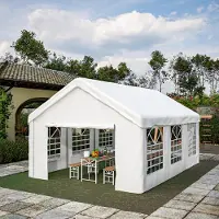 SUCCESS COURIER Auto-Zeltgarage 4x6m – Mit separaten Rolltoren vorne und hinten für beidseitigen Zugang, verstärkte, wetterfeste Konstruktion – Abnehmbares Dach und Seitenwände
