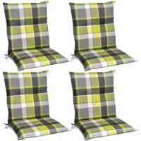 Beautissu 4er Set Sunny GR Niedriglehner Auflagen 100x50 cm in Grün Kariert