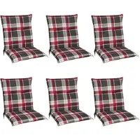 Beautissu 6er Set Sunny RK Niedriglehner Auflagen 100x50 cm in Bordeaux Kariert