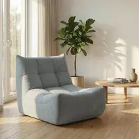 OKWISH Sitzsack Boden-Loungesessel mit Rückenlehne 1-Sitzer Stoffsofa Ergonomisches, gebogenes Design kleines Sofa Geeignet für Wohnzimmer oder Arbeitszimmer Grau