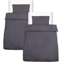 Beautissu BETTWÄSCHE Meline 155/220 cm + Kissenbezug 40/80 cm Anthrazit Seersucker 2er Set