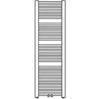 Arbonia Bagnolino-50 Badezimmer-Heizkörper, weiß, 1448 x 30 x 524 mm, mit D-förmigen Sammelrohren und Haken für Badetücher