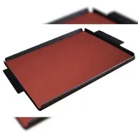 Stil Casa , 6er Set Serviertabletts, schwarz lackiertes Aluminium, Deckel aus Polyurethan, genäht, 37x53xh. 0,2 cm, Farbe saffianrot.