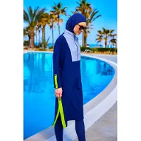 Turkishsouq Marineblauer, vollständig bedeckender, bescheidener Badeanzug – Burkini mit verstellbarer Passform