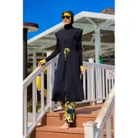 Turkishsouq Schwarzes Burkini-Set für islamische Badebekleidung mit vollständiger Abdeckung von Marina
