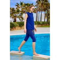 Turkishsouq Marineblauer, halb bedeckender, bescheidener Badeanzug von Marina