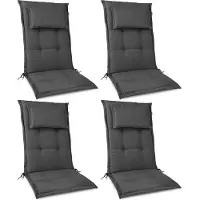 Beautissu 4x Premium Hochlehnerauflage 120x50x7cm, Anthrazit
