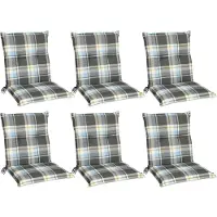 Beautissu 6er Set Sunny BK Niedriglehner Auflagen 100x50 cm in Blau Kariert