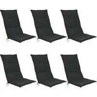 Beautissu 6er Set Hochlehner Set Base HL Sitzkissen, 120x50x6cm Graphitgrau