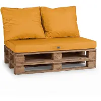 Deco Arts Palettenmatratzen-Set mit abnehmbarem Bezug mit 120 x 80 x 10 cm Sitzfläche und gelber Rückenlehne