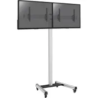 KIMEX - Halterung auf Rollen für 2 TV-Bildschirme 43'' - 49'' - Höhe 240cm - Neigbar