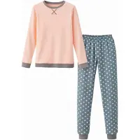 LOREZA Mädchen Schlafanzug zweiteilig Set Langarm - Basic Punkte | Gr.: 128/134