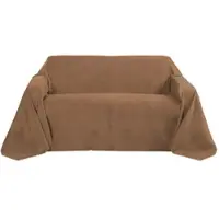 Beautissu Romantica Tagesdecke Wildleder Optik 210x280cm Dunkelbraun