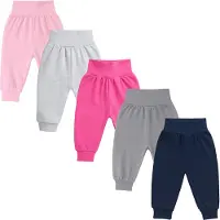 LOREZA 5er Set Uni Bequeme Babyhosen 100% Baumwolle Hose Pumphose 74 Variante 1
