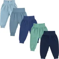 LOREZA 5er Set Uni Bequeme Babyhosen 100% Baumwolle Hose Pumphose 62 Variante 2