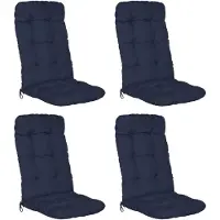 Beautissu 4er Set Hochlehner Auflagen Flair HL, 120x50x8cm, Dunkelblau