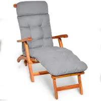 Beautissu Bequeme Liegenauflage Deckchair, 200x50x8 cm, Hellgrau