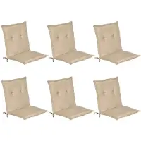 Beautissu 6er Set Niedriglehner Auflage Gartenstuhl Loft NL, 100x50x6cm, Natur