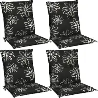 Beautissu Flores Niedriglehner 4er 100x50 cm schwarz mit Blumen