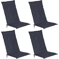 Beautissu 4er Set Gartenstuhlauflage Loft HL Dunkelblau, 120x50x6cm