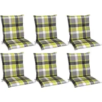 Beautissu 6er Set Sunny GR Niedriglehner Auflagen 100x50 cm in Grün Kariert