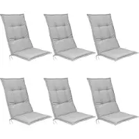 Beautissu 6er Set Hochlehner Set Base HL Sitzkissen, 120x50x6cm Hellgrau