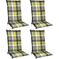 Beautissu 4er Set Hochlehner Auflagen Set 120x50 cm Polster Grün Kariert