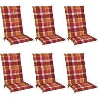 Beautissu 6er Set Hochlehner Auflagen Set 120x50 cm Polster Rot Kariert