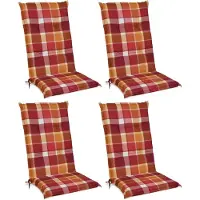 Beautissu 4er Set Hochlehner Auflagen Set 120x50 cm Polster Rot Kariert